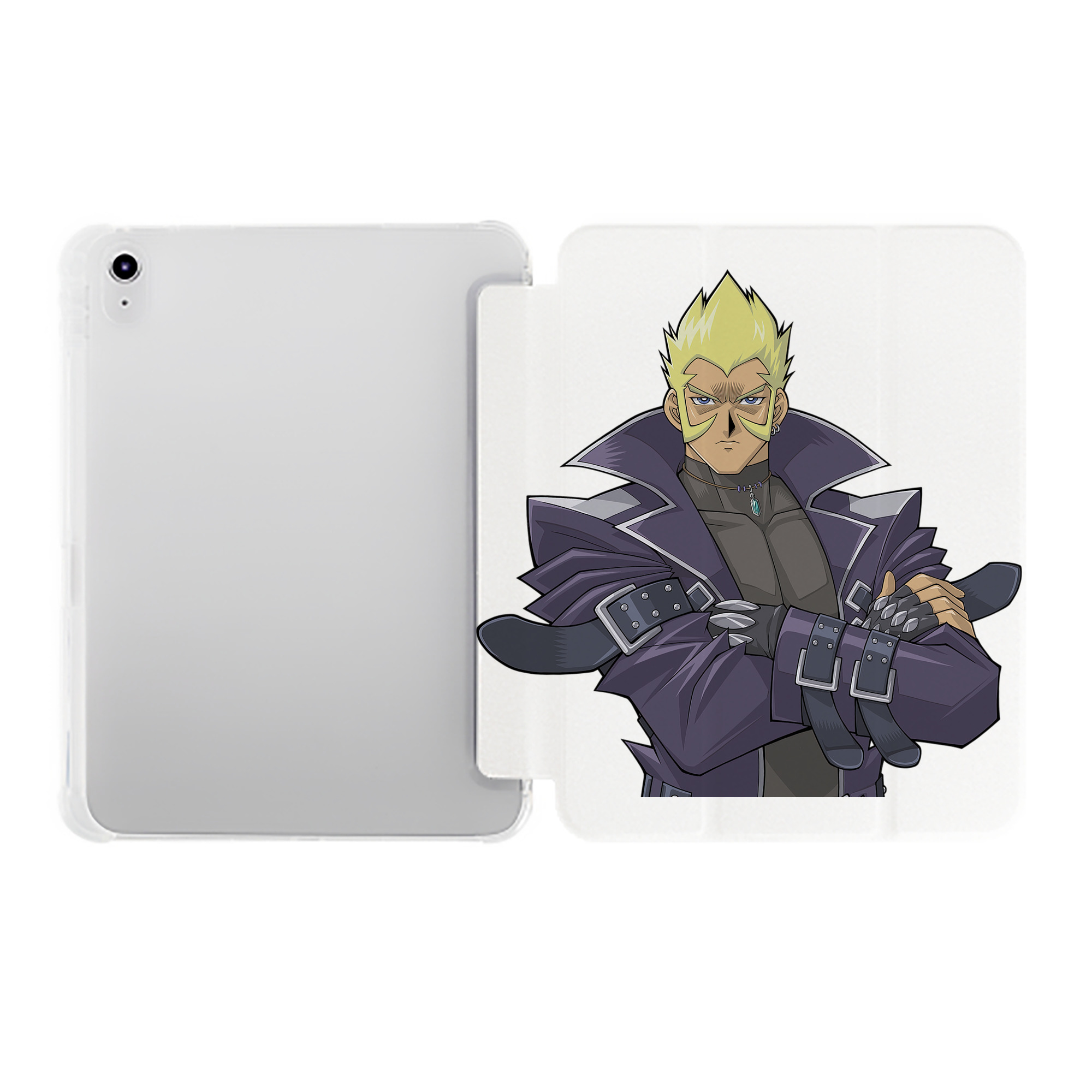 （画像用） 遊☆戯☆王 Yu-Gi-Oh! IPad ケース ペン収納付き 三つ折りスタンド PUレザー×シリコン 対応機種9.5/10.5/10.9インチ